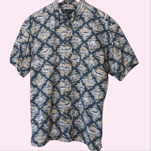 Sportif Dark Teal Cotton Short Sleeve Button Down Shirt size Men's M